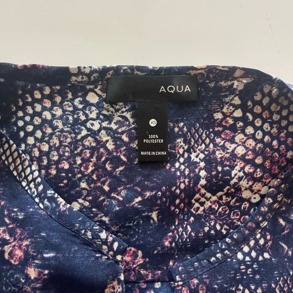 Aqua Women Blouse Snake Print Animal Blue Purple Color Sz XS - Picture 3 of 12